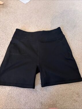Black Teen High-Waist Active Shorts